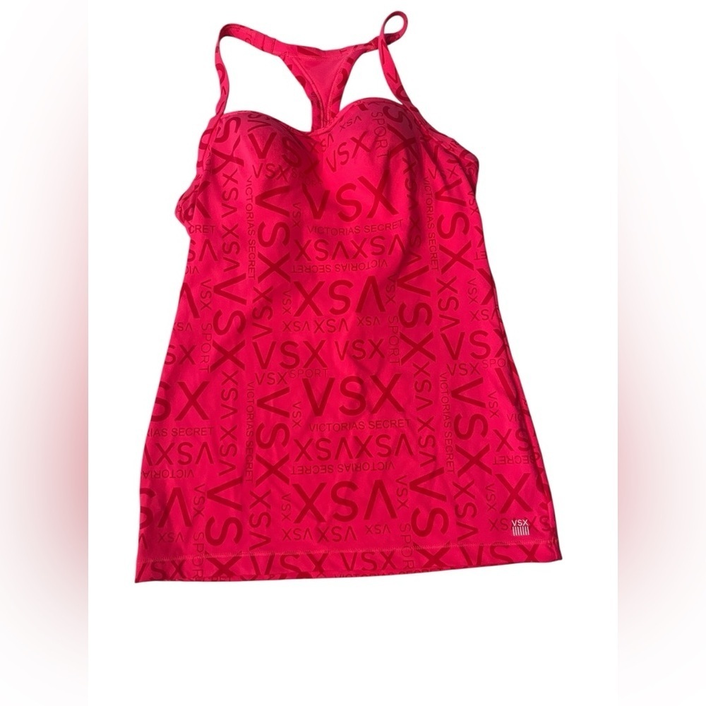 Victoria's Secret Vibrant VSX Pink Sexy Sport Tank Built In Bra, Size 34B